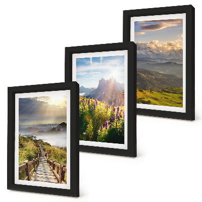 Posterpaket Berglandskap med blommor, himmel och stig