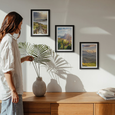 Posterpaket Berglandskap med blommor, himmel och stig