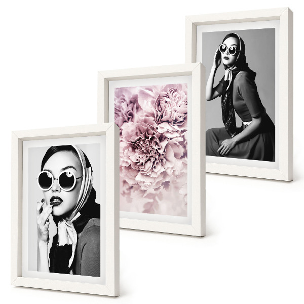 Posterpaket Snygga porträtt av kvinnor med rosa blommor