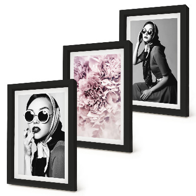 Posterpaket Snygga porträtt av kvinnor med rosa blommor