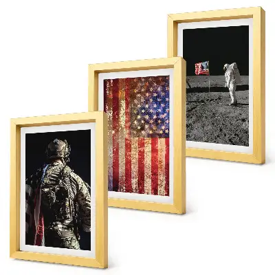 Posterpaket med motiv av amerikanska nationella symboler och USA:s flagga