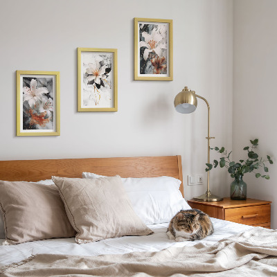 Posterpaket Blommor på marmorbakgrund i nyanser av vitt och svart