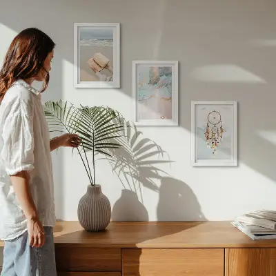 Posterpaket med abstrakt havsläsning och boho drömfångare