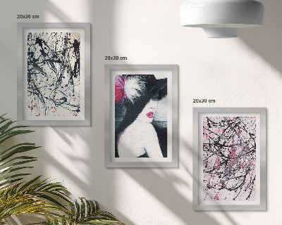 Posterpaket Abstrakta färgmönster kvinna i hatt
