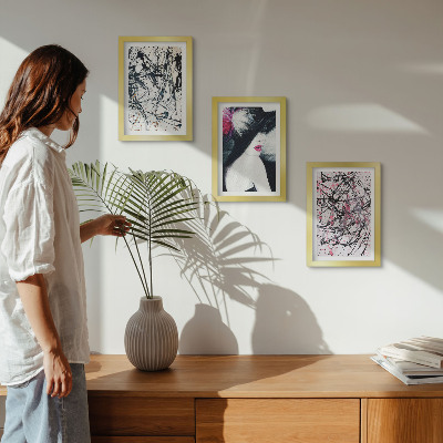 Posterpaket Abstrakta färgmönster kvinna i hatt