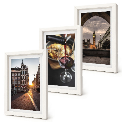 Posterpaket En uppsättning bilder med en stad, mat och en utsikt över London