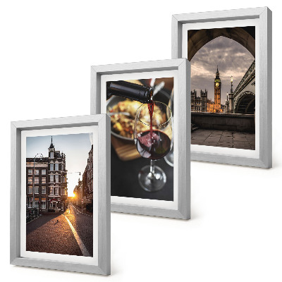 Posterpaket En uppsättning bilder med en stad, mat och en utsikt över London