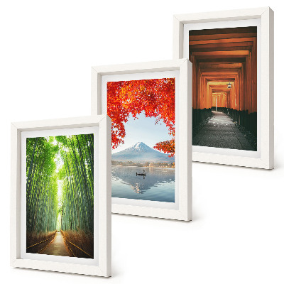 Posterpaket Bambuskogen Mount Fuji Torii-stigen landskap i Japan