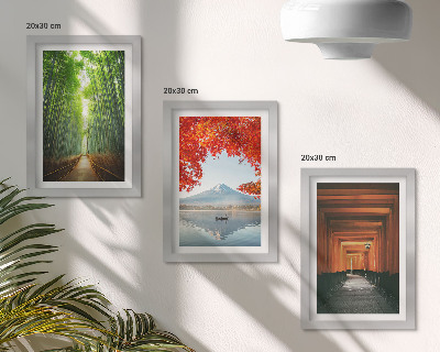 Posterpaket Bambuskogen Mount Fuji Torii-stigen landskap i Japan