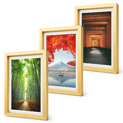 Posterpaket Bambuskogen Mount Fuji Torii-stigen landskap i Japan