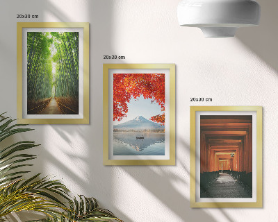 Posterpaket Bambuskogen Mount Fuji Torii-stigen landskap i Japan