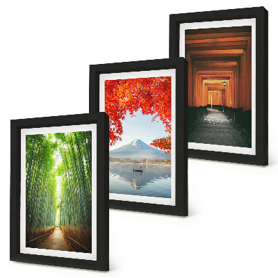 Posterpaket Bambuskogen Mount Fuji Torii-stigen landskap i Japan