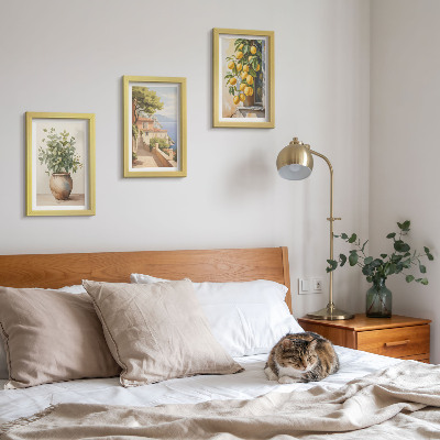 Posterpaket Blommor i en vas med utsikt över havet och citroner