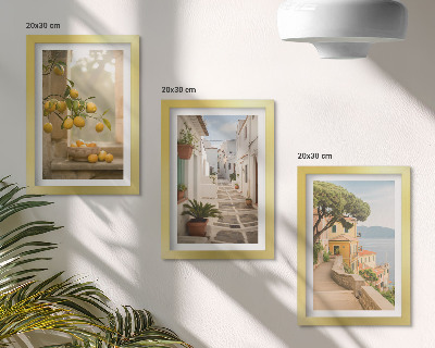 Posterpaket Utsikt över citrusträd från fönstret och arkitektur vid havet