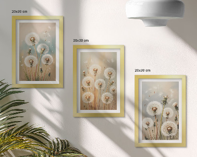 Posterpaket Maskrosblommor mot en bakgrund av pastellfärger