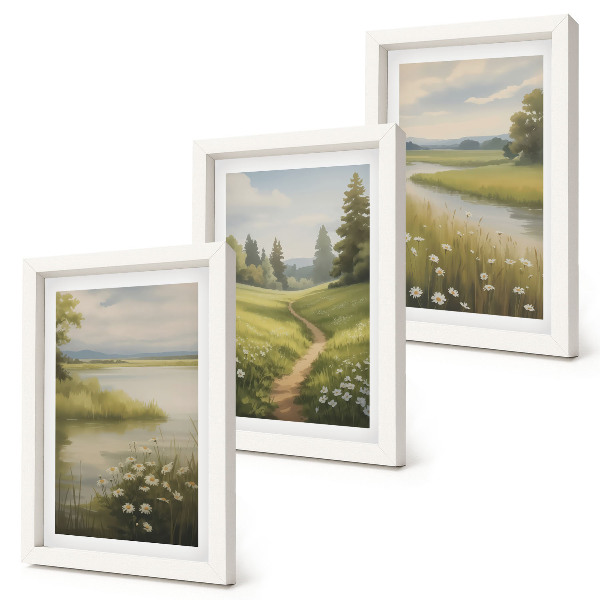 Posterpaket Vårlandskap med en flod, stig och blomsteräng