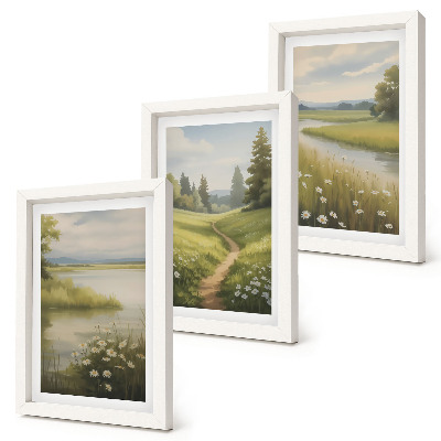 Posterpaket Vårlandskap med en flod, stig och blomsteräng