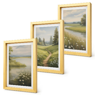 Posterpaket Vårlandskap med en flod, stig och blomsteräng
