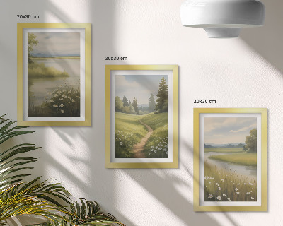 Posterpaket Vårlandskap med en flod, stig och blomsteräng
