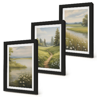 Posterpaket Vårlandskap med en flod, stig och blomsteräng