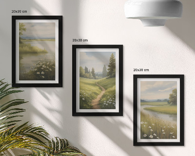 Posterpaket Vårlandskap med en flod, stig och blomsteräng