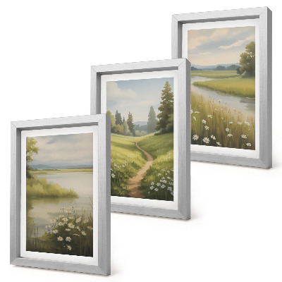 Posterpaket Vårlandskap med en flod, stig och blomsteräng