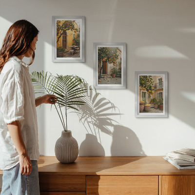 Posterpaket En trädgård med citrusträd i solig miljö
