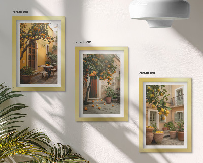 Posterpaket En trädgård med citrusträd i solig miljö