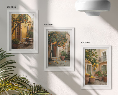 Posterpaket En trädgård med citrusträd i solig miljö
