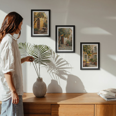 Posterpaket En trädgård med citrusträd i solig miljö