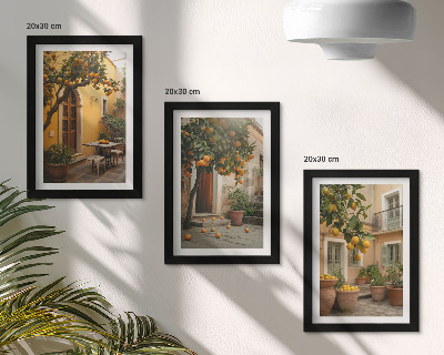 Posterpaket En trädgård med citrusträd i solig miljö