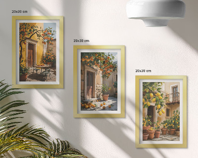 Posterpaket Citrusfrukter på en solig innergård med växter