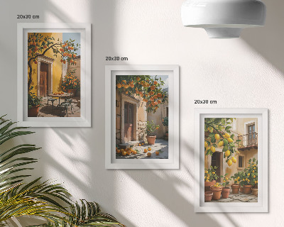 Posterpaket Citrusfrukter på en solig innergård med växter