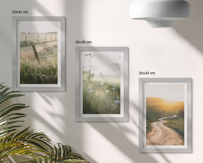 Posterpaket Landskap med äng, väg och solnedgång
