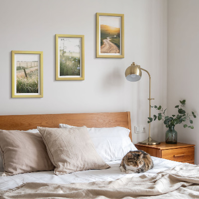 Posterpaket Landskap med äng, väg och solnedgång