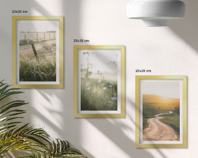 Posterpaket Landskap med äng, väg och solnedgång