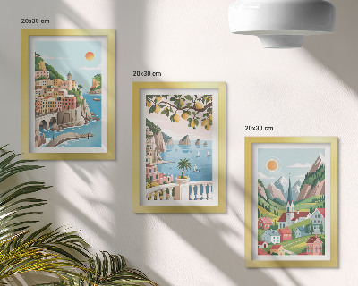 Posterpaket Pittoreska landskap med hav och citrusfrukter