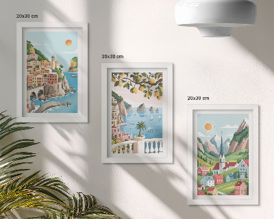 Posterpaket Pittoreska landskap med hav och citrusfrukter