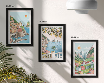 Posterpaket Pittoreska landskap med hav och citrusfrukter