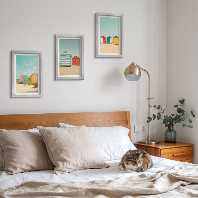 Posterpaket Färgglada strandhus på en solig dag