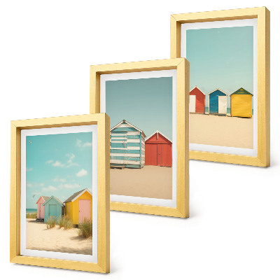 Posterpaket Färgglada strandhus på en solig dag