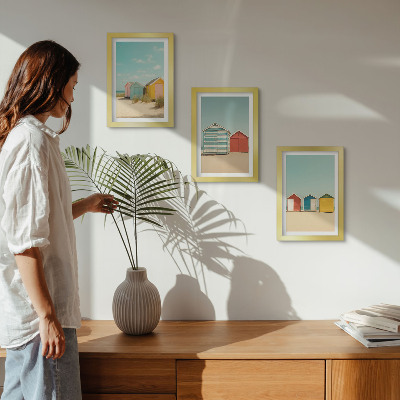 Posterpaket Färgglada strandhus på en solig dag