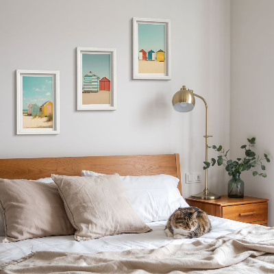 Posterpaket Färgglada strandhus på en solig dag