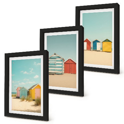 Posterpaket Färgglada strandhus på en solig dag