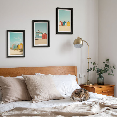Posterpaket Färgglada strandhus på en solig dag