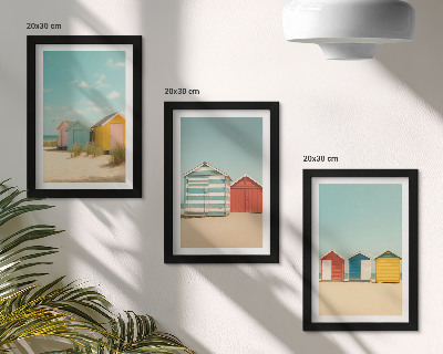 Posterpaket Färgglada strandhus på en solig dag