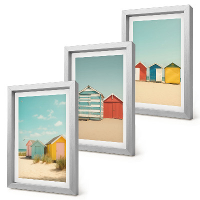 Posterpaket Färgglada strandhus på en solig dag