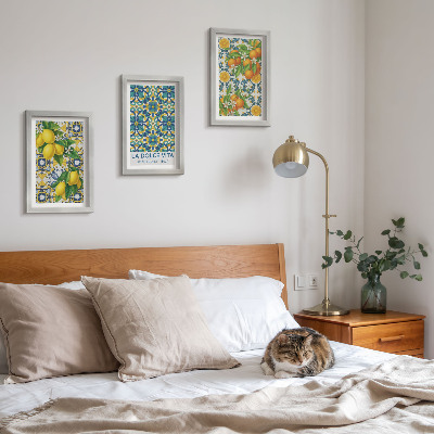 Tavelvägg med 3 tavlor Citronblommor och apelsiner i italiensk stil