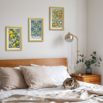 Tavelvägg med 3 tavlor Citronblommor och apelsiner i italiensk stil