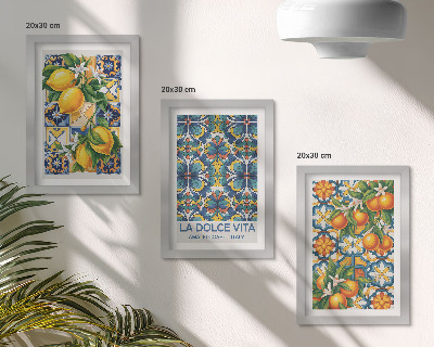 Posterpaket Citron- och apelsinblommor i färgglada mönster